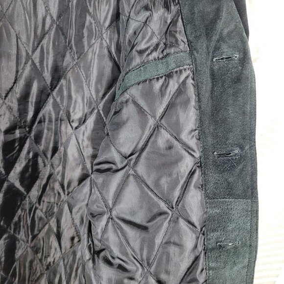 Vintage Suede Leather Sport Coat Jacket Men's Large Black Button Up Mens - Picture 5 of 10